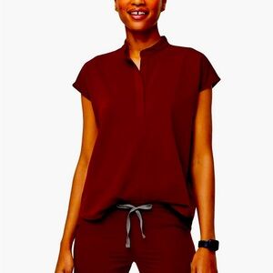 FIGS size small Burgandy Rafael Top